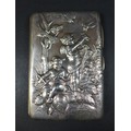 An Edward VII silver card case or purse by Sampson Mordan, the front with embossed with two putti in... 
