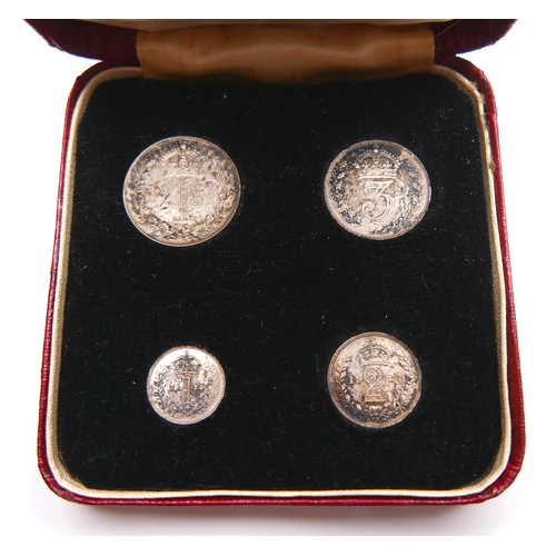 71 - A set of George V Maundy Money, comprising 1d, 2d, 3d, and 4d, minted 1, 2, 3 and 4, dated 1927 and ... 