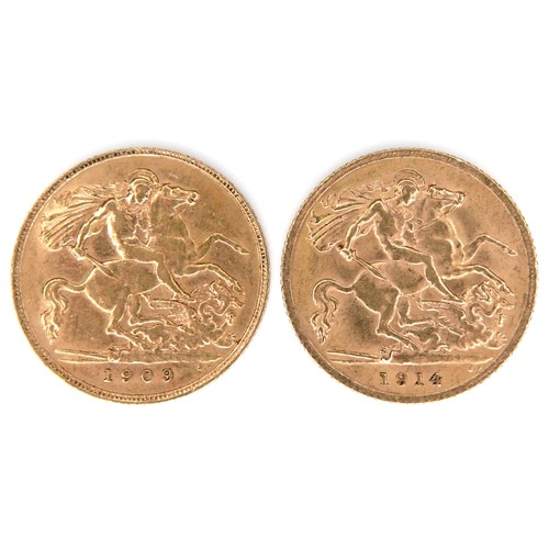 89 - Two gold half sovereigns, an Edward VII and a George V. (2)