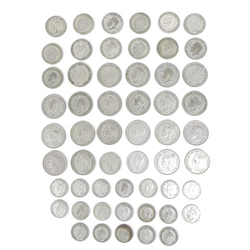 74 - A collection of GB silver coinage, spanning from 1915 to 1947, mostly pre 1947, including half crown... 