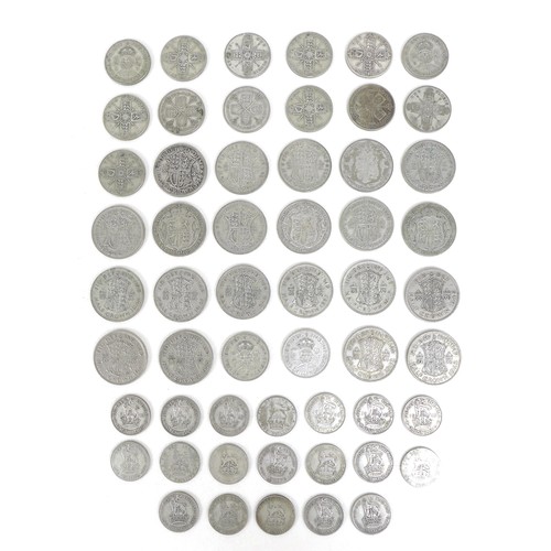 74 - A collection of GB silver coinage, spanning from 1915 to 1947, mostly pre 1947, including half crown... 