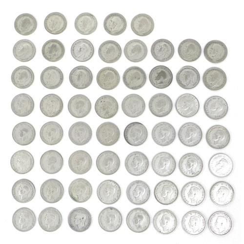 74 - A collection of GB silver coinage, spanning from 1915 to 1947, mostly pre 1947, including half crown... 