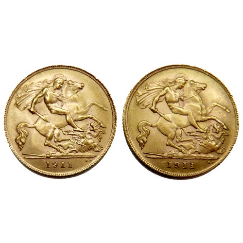 87 - Two George V gold half sovereigns, both dated 1911. (2)