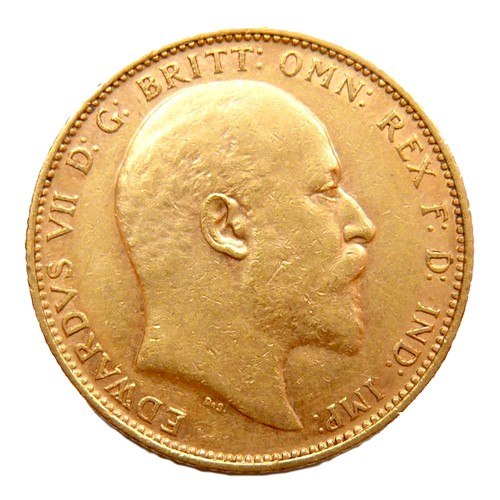 82 - An Edward VII gold sovereign, 1905, Melbourne, Australia mint.