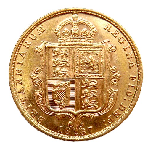 79 - A Victoria Jubilee head shield back gold half sovereign, 1887, Melbourne, Australia mint.