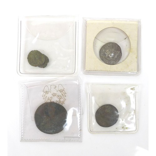 68 - A group of Ancient Roman and other coins, including a Vespasian Denares, 3.5g, a Domitian As 85 AD, ... 