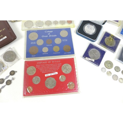 69 - A collection of GB coins, including silver proof, some pre 1947, Falkland Islands 1982 coin, 90th Bi... 