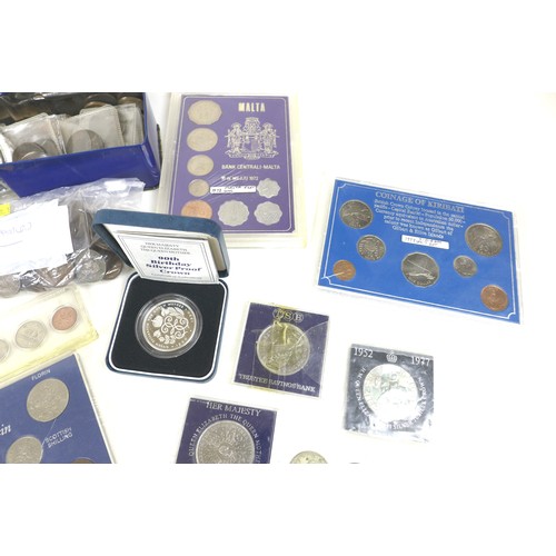 69 - A collection of GB coins, including silver proof, some pre 1947, Falkland Islands 1982 coin, 90th Bi... 