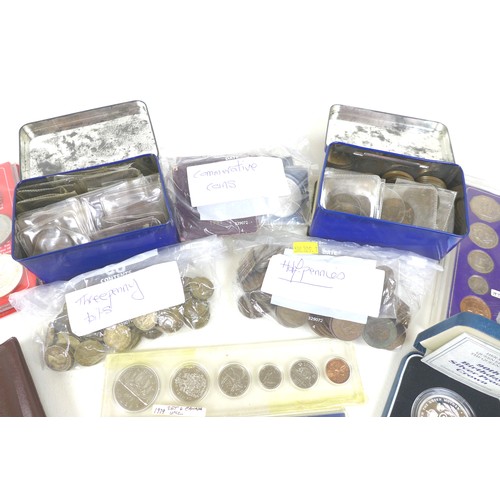 69 - A collection of GB coins, including silver proof, some pre 1947, Falkland Islands 1982 coin, 90th Bi... 