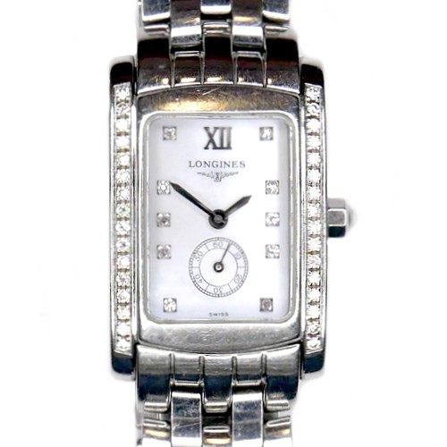 126 - A Longines Dolce Vita Diamonds stainless steel cased lady's wristwatch, model L5.15.50, white rectan... 