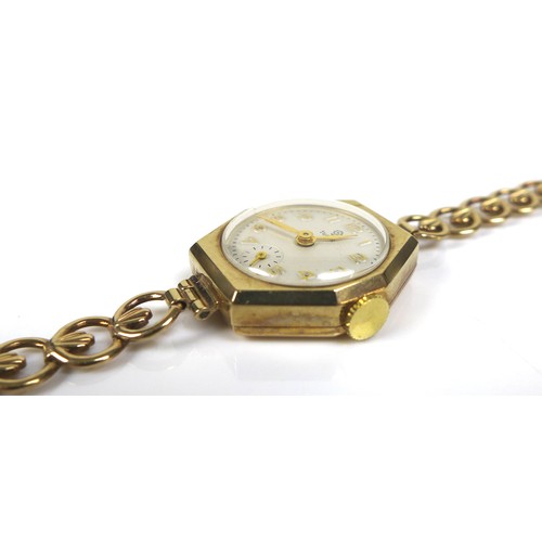 119 - A 9ct gold lady's Tudor cocktail watch, with octagonal case, Arabic dial , subsidiary dial, 9ct gold... 