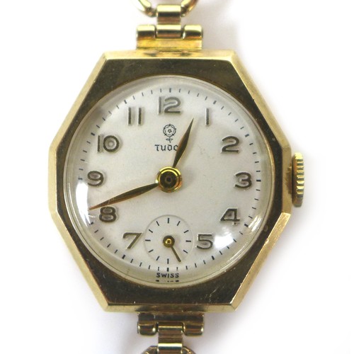 119 - A 9ct gold lady's Tudor cocktail watch, with octagonal case, Arabic dial , subsidiary dial, 9ct gold... 