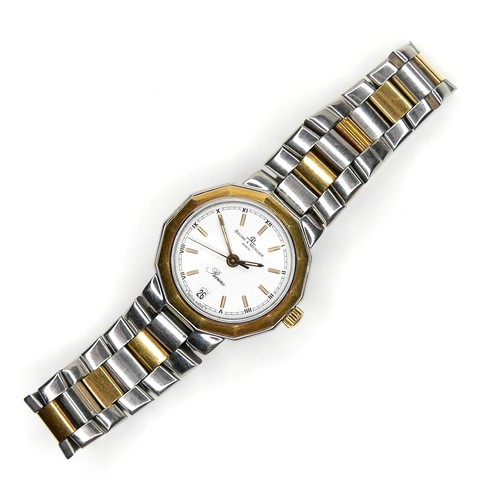 122 - A Baume & Mercier Riviera lady's stainless steel and gold plated wristwatch, circular white dial, ba... 