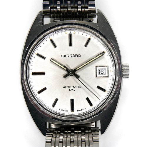 110 - A Garrard Automatic 25 stainless steel gentleman's wristwatch, circa 1980s, circular silvered dial w... 