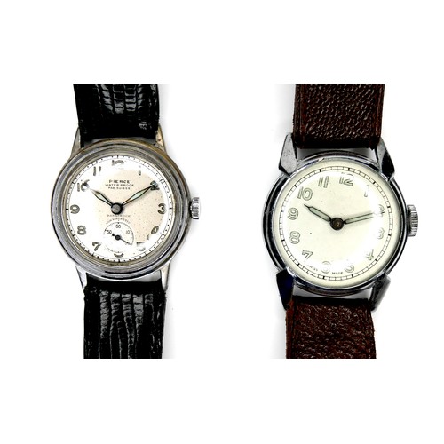 93 - Two vintage gentleman's wristwatches, comprising a Pierce Parashock gold plated with circular dial, ... 