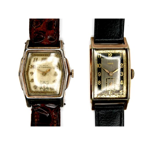 103 - Two vintage gold plated gentleman's wristwatches, comprising an Elbon 'Non-Magnestic' with hexagonal... 