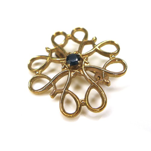 170 - Three pieces of 9ct gold and sapphire brooches, each 2.2 diameter overall, 6.5g gross. (3)