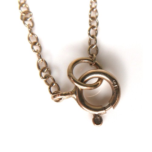 244 - A 15ct gold pendant with enamel and seed pearls, 2.2cm diameter, missing one seed pearl, with 9ct go... 