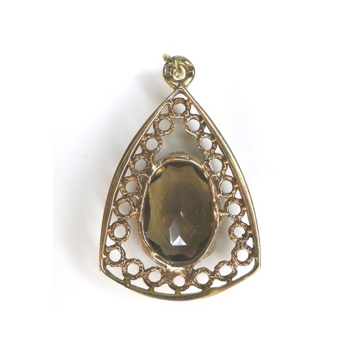 154 - Two 9ct gold precious/semi precious stone pendants, comprising a seven stone blue sapphire pendant, ... 