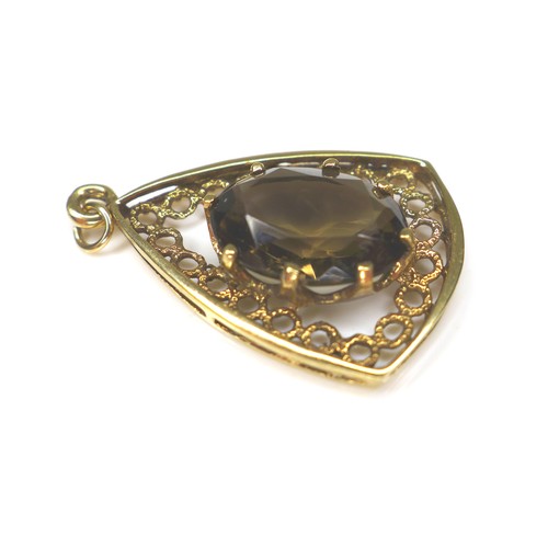 154 - Two 9ct gold precious/semi precious stone pendants, comprising a seven stone blue sapphire pendant, ... 