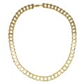 A yellow gold collarette filigree necklace, formed of fifty nine flat scroll links joined by oval ju... 