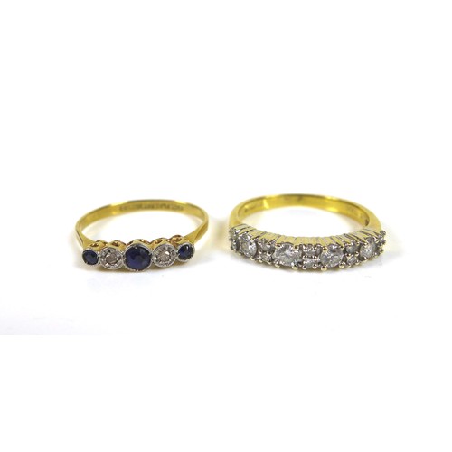 176 - Two 18ct gold dress rings, comprising a multi-stone diamond ring, with fourteen round cut stones of ... 