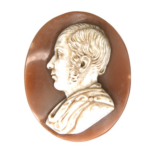 247 - A Victorian cameo miniature carved by John Nicholson, unmounted, depicting in profile the head of a ... 