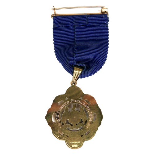 242 - An ERII 9ct gold and enamel Leeds & District Pork Butchers Association medallion, with presentation ... 