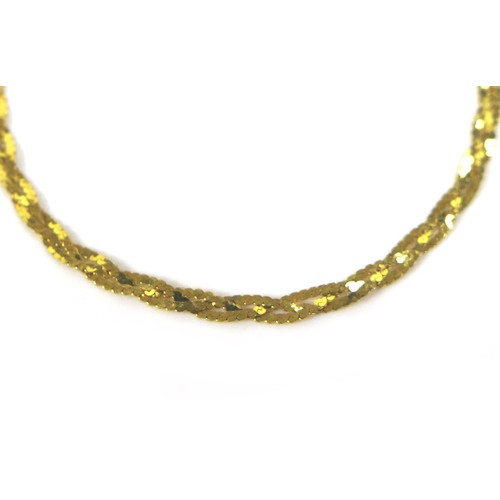 174 - A group of 9ct gold jewellery, comprising a flat chain necklace 39.5cm long, similar style bracelet,... 