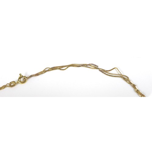 174 - A group of 9ct gold jewellery, comprising a flat chain necklace 39.5cm long, similar style bracelet,... 