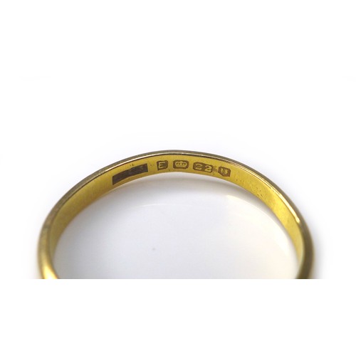 161 - A 22ct gold band ring, size Q, 2.2g.