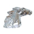 A Daum crystal figurine of a horse head, signed and with Daum sticker to base of neck, 18 by 5 by 13... 