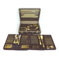 A canteen of SBS Bestecke Solingen 24ct gold plated cutlery, a/f not complete, in brown leatherette ... 