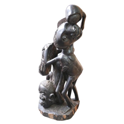 68 - A large African tribal hard wood sculpture, 90cm high.