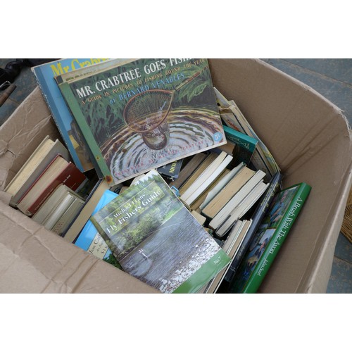 69A - A large collection of 20th century fishing related books, approximately 249 books. (5 boxes)