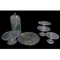 A collection of early 20th century glass, including a cylindrical dome, indistinctly signed and date... 