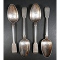 A set of four William IV silver table spoons, fiddle pattern, terminals engraved with Persian callig... 