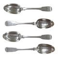 Four William IV silver fiddle pattern dessert spoons, Reid & Son, Newcastle, 1832, 4.5toz, 17.5cm lo... 