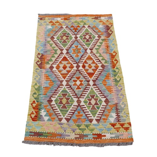 403 - A Chobi Kilim vegetable dye rug, 124 by 83cm.