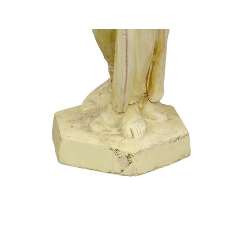 82 - A faux marble plaster Corinthian column, 32 by 92cm high, topped by plaster sculpture of a Classical... 