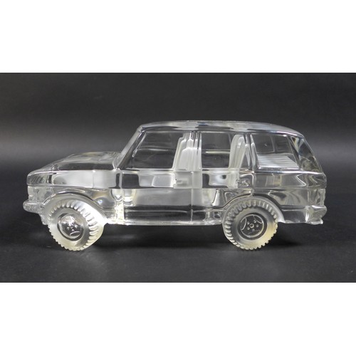 86 - A 20th century Claude Nicholas Crystal Range Rover Sport sculpture, signed 'Creation Claude Nicholas... 