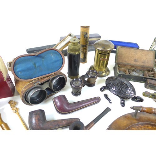 106 - A group of mixed collectables, including a Victorina brass six draw telescope, a collection of vinta... 