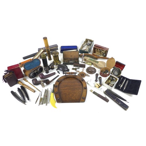 106 - A group of mixed collectables, including a Victorina brass six draw telescope, a collection of vinta... 