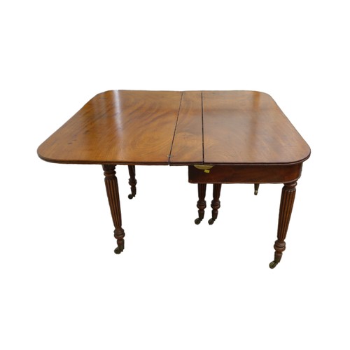 433 - An early 19th century mahogany extending dining table, D form ends, concertina action, two additiona... 