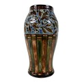 A Royal Doulton stoneware slip cast vase, circa 1915, decorated with a blue frieze of incised and en... 