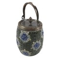 A Royal Doulton Slaters Patent stoneware barrel, with silver plated handle and cover, acorn finial, ... 
