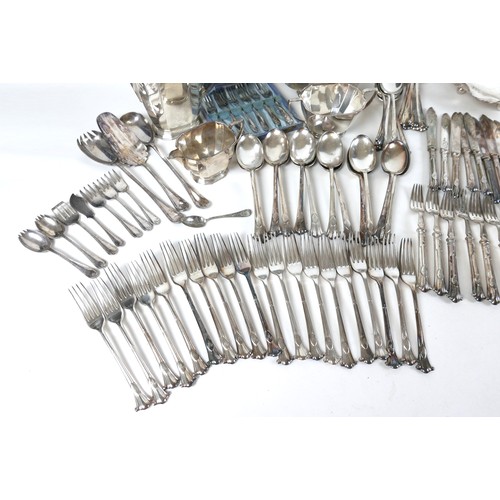 77 - A collection of silver plated table ware, including a Victorian silver plated Mappin & Webb suite of... 