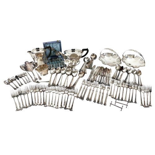 77 - A collection of silver plated table ware, including a Victorian silver plated Mappin & Webb suite of... 