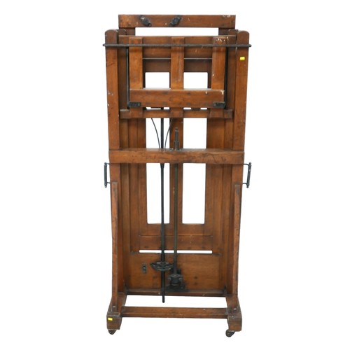 434 - A large oak Windsor & Newton ‘Improved Studio Easel’, circa 1910, with metal fittings, dual action b... 