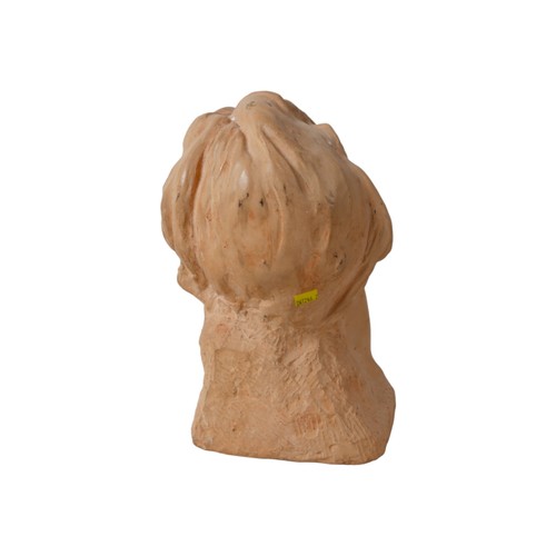 84 - A clay or plaster bust, modelled as a young lady with closed eyes and with head tilted to the left, ... 